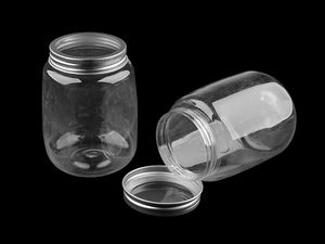 Clear Plastic Storage Jar with Transparent Screw Lid - Craft & Haberdashery Organizer (2nd Quality)