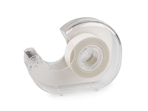 Premium Double-Sided Body & Clothing Tape for Necklines (16mm Width) with Plastic Dispenser - Transparent & Skin-Safe