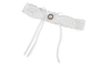 Elegant Lace Wedding Garter - Premium Bridal Stretch Lace Keepsake (Off-White)