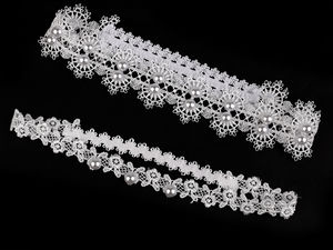 Elegant Off White Lace Wedding Garter Set with Pearl Details