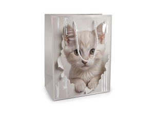 Elegant Cat Print Gift Bag with Metallic Accents (18 x 23 cm) - Premium Matte Paper Bag with Twisted Cord Handles