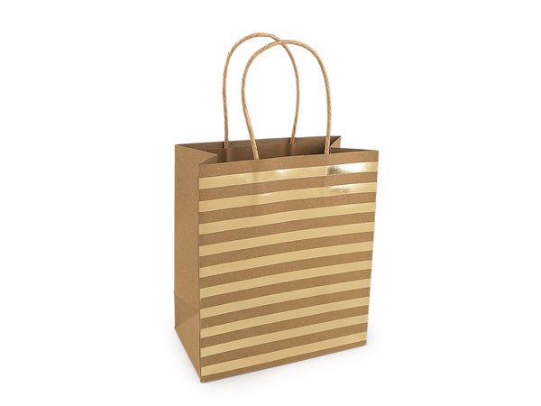 Natural Kraft Paper Gift Bags with Double-Sided Metallic Print - 15x17 cm