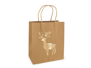 Natural Christmas Gift Bags - Festive Holiday Designs, 18 x 21 cm