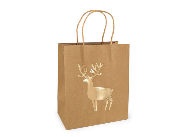Natural Christmas Gift Bags - Festive Holiday Designs, 18 x 21 cm