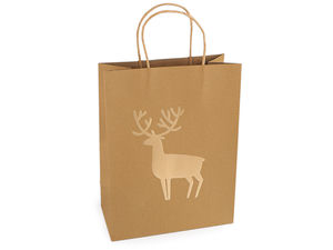 Natural Christmas Gift Bag 24x31 cm – Festive Holiday Pouch with Seasonal Motifs
