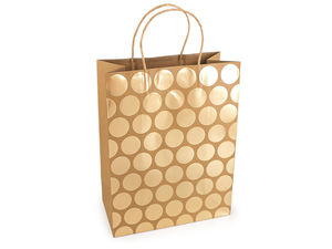 Natural Paper Gift Bags with Double-Sided Metallic Print - 24 x 31 cm