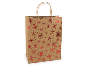 Premium Natural Brown Christmas Gift Bags - Assorted Holiday Designs (24 x 31 cm)