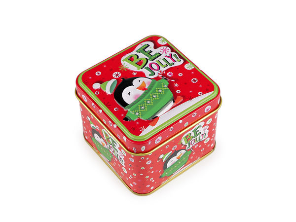 Decorative Festive Christmas Tin Gift Box - Embossed Holiday Storage Container
