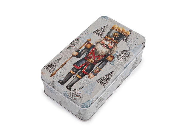 Small Decorative Christmas Tin Gift Box - Festive Metal Storage Container for Sweets & Gifts