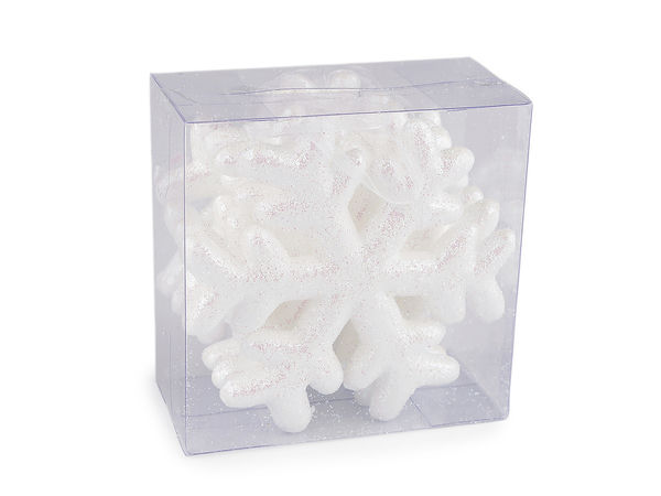 Glitter Polystyrene Hanging Snowflake Ornament - White AB (Ø10 cm)