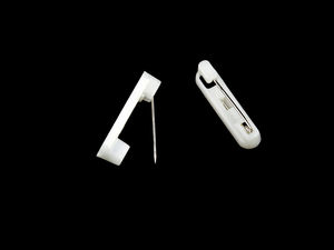 White Plastic Brooch Pin Backs - 5x22 mm Glue-On Findings for Crafts, Jewelry & Name Tags
