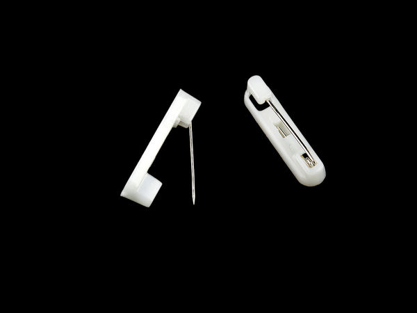 White Plastic Brooch Pin Backs - 5x22 mm Glue-On Findings for Crafts, Jewelry & Name Tags