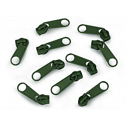 Cursor fermoar spiralat, 5 mm (pachet 10 buc.) - Verde inchis