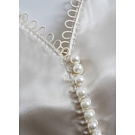 Sew-on Faux Pearl Bead / Button Ø8 mm, White pearls