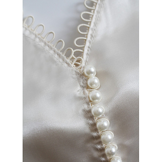 Sew-on Faux Pearl Bead / Button Ø8 mm, White pearls