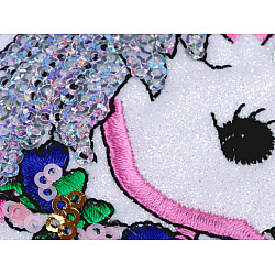 Iron-on Patch Unicorn, Ice Cream Cone with AB effect Sequins - white - Unicorn, 1 pc.