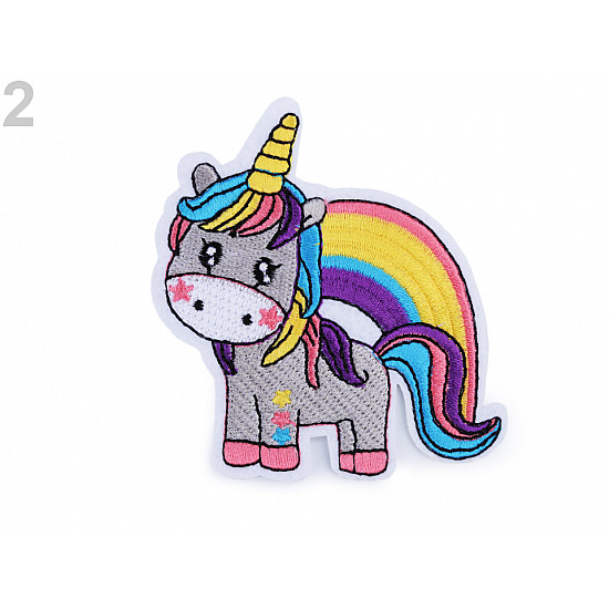 Iron-on Patch Unicorn - silver-brown, 1 pc.