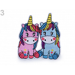 Iron-on Patch Unicorn - baby pink - blue, 10 pc.