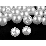 Sew-on Faux Pearl Bead / Button Ø8 mm, White pearls