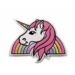 Iron on Patch Unicorn 78 x 92 mm, Light pink