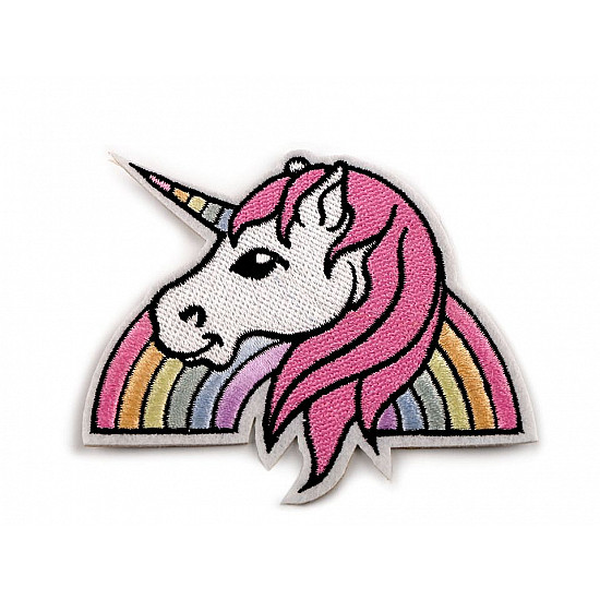 Iron on Patch Unicorn 78 x 92 mm, Light pink