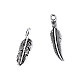 Metal Charm - Feather - platinum - with patina, 10 Buc.