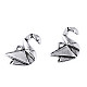 Metal Charm Origami Swan, Fox - platinum - swan, 5 Buc.