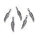 Metal Charm - Feather - platinum - with patina, 10 Buc.