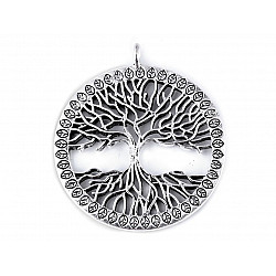 Metal Charm - Tree of Life Ø41 mm - platinum, 20 Buc.