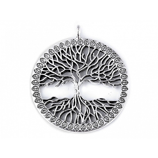 Metal Charm - Tree of Life Ø41 mm - platinum, 20 Buc.