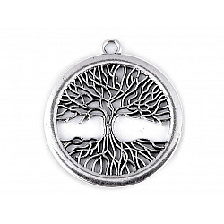 Metal Charm - Tree of Life Ø41 mm - platinum, 20 Buc.