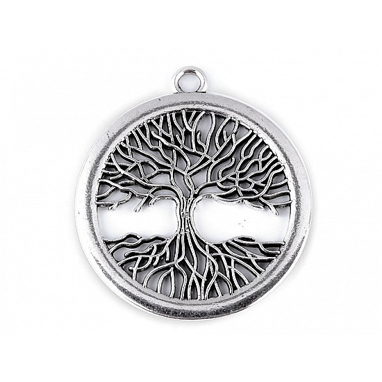 Metal Charm - Tree of Life Ø41 mm - platinum, 20 Buc.