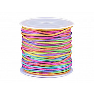 Cotton Cord / String Ø1 mm rainbow - pink, 1 Buc.