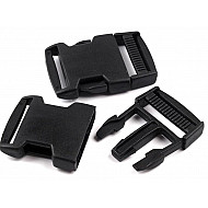 Side release buckle with strap adjuster, inner width 30 mm, black