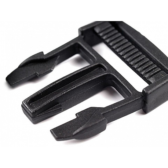 Side release buckle with strap adjuster, inner width 30 mm, black