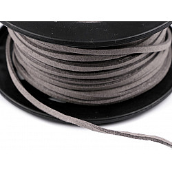 Flat Imitation Leather Cord width 3 mm - Gray