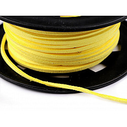 Flat Imitation Leather Cord width 3 mm - Yellow