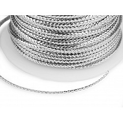 Flat Hollow Cord with Lurex width 2 mm (roll 30 m) - silver