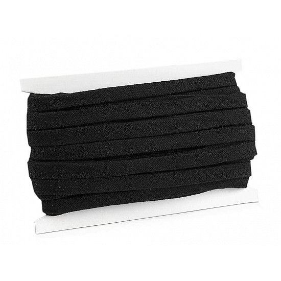 Flat Cotton Cord width 12-15 mm (card 10 m) - black