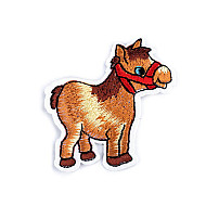 Iron-on Patch Unicorn, Delphin, Tiger, Cat, Lion, Rabbit - brown - horse, 1 pc.