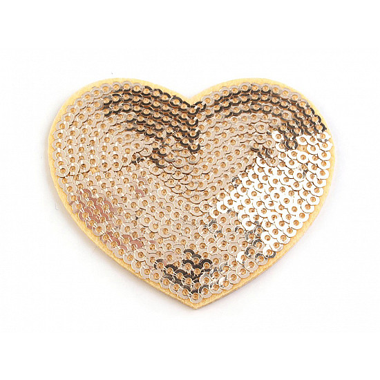 Iron on Patch Heart with sequins, gold