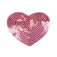 Iron on Patch Heart with sequins, rosebloom