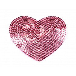 Iron on Patch Heart with sequins, rosebloom