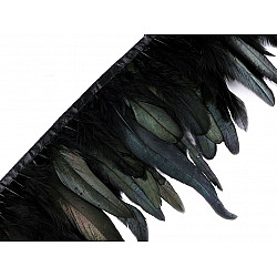 Feather Trimming - Rooster Feathers width 15 - 19 cm - black, 1 ml.