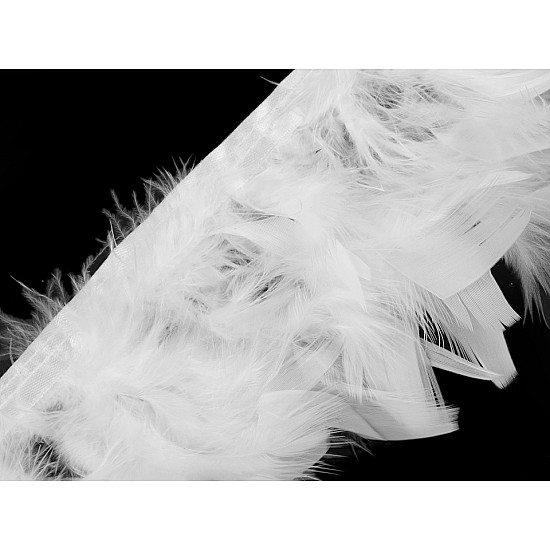 Feather Trimming - Turkey Feathers width 12 cm - white, 1 ml.