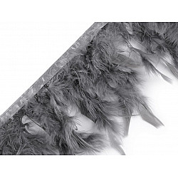 Feather Trimming - Turkey Feathers width 12 cm - grey, 1 ml.