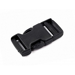 Side release buckle with strap adjuster, inner width 25 mm, black