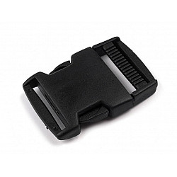 Side release buckle with strap adjuster, inner width 30 mm, black