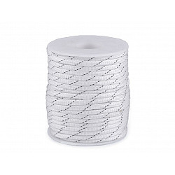 Polyester Cord Ø4 mm with Reflective Thread (roll 5 m) - white