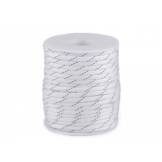 Polyester Cord Ø4 mm with Reflective Thread (roll 5 m) - white